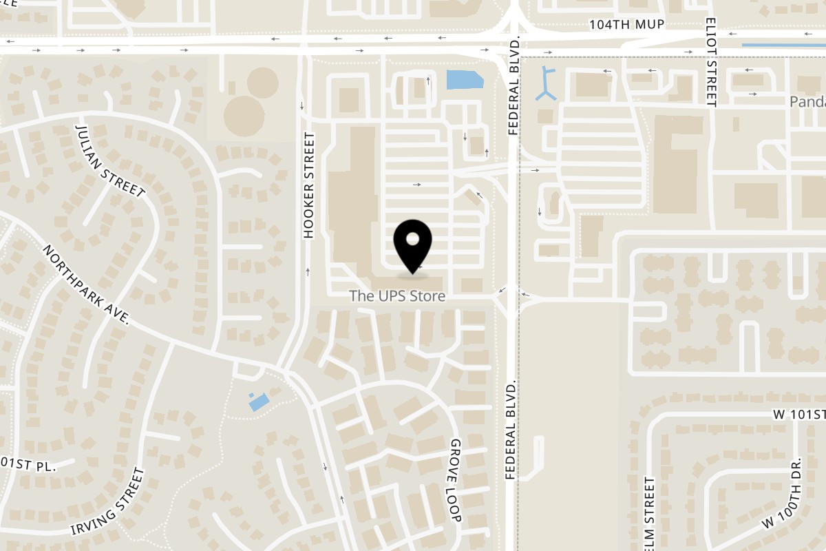 Map showing the location of Mika Sushi II on 10343 Federal Blvd H in Westminster